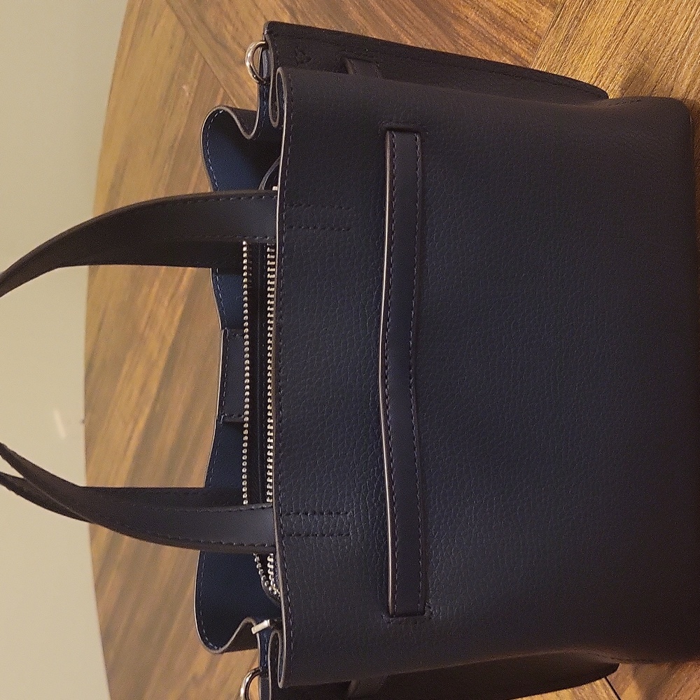 Michael Kors Emilia Small Pebbled Leather Navy Blue Satchel - Picture 3 of 8